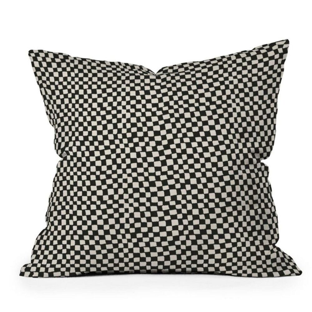 Deny Designs - 20" x 20" Iveta Abolina Lazy Checker Outdoor Throw Black